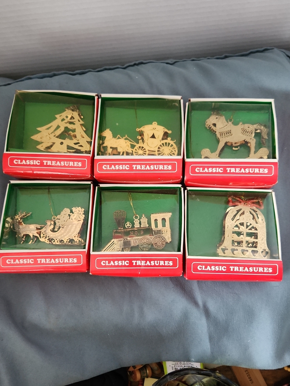 Vintage Gold Holiday Ornaments Set Of Six